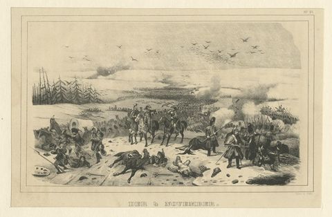 Antique Print of Napoleon Wars of the Battle of 4 November 1812, 1845, close-up 1