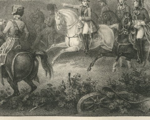 Battle of Marengo, Desaix Arrives, Antique Madou Lithograph, 1827, close-up 2
