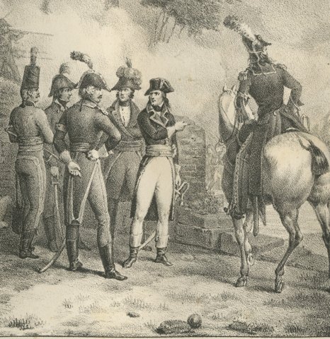 The Bridge of Lodi, Napoleon's Close Column, Antique Madou Lithograph, 1827, close-up 3