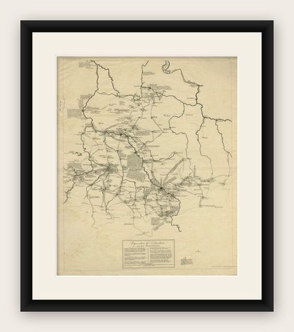 Napoleonic Wars: Germany Allied Military Campaign Map by Ausfeld, 1814, shown framed