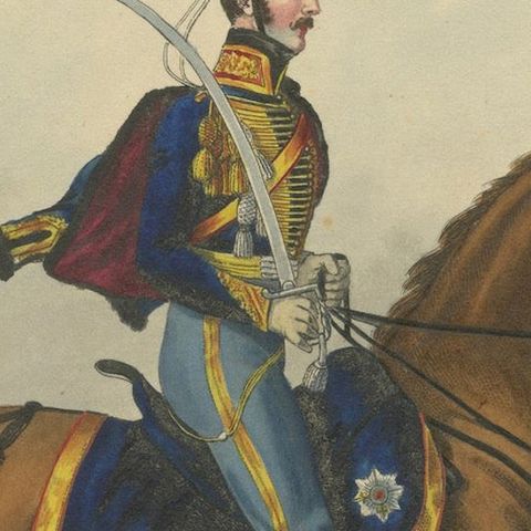 Hanoverian Guard Hussar Officer Elegance, 19th Century Military Print, close-up 4