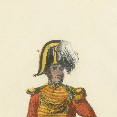 Honor and Elegance: Handcolored Print of a Noble Guard, Plate 32, 1862, close-up 1