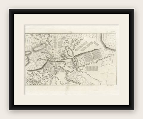 Antique War Map of the Region of Mons 'Bergen', Belgium, circa 1810, shown framed