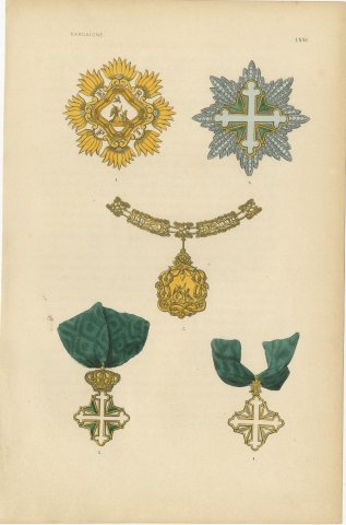 Sardinia, Annunziata Collar and Saints Maurice and Lazarus, Plate LXXI, 1844, view 2