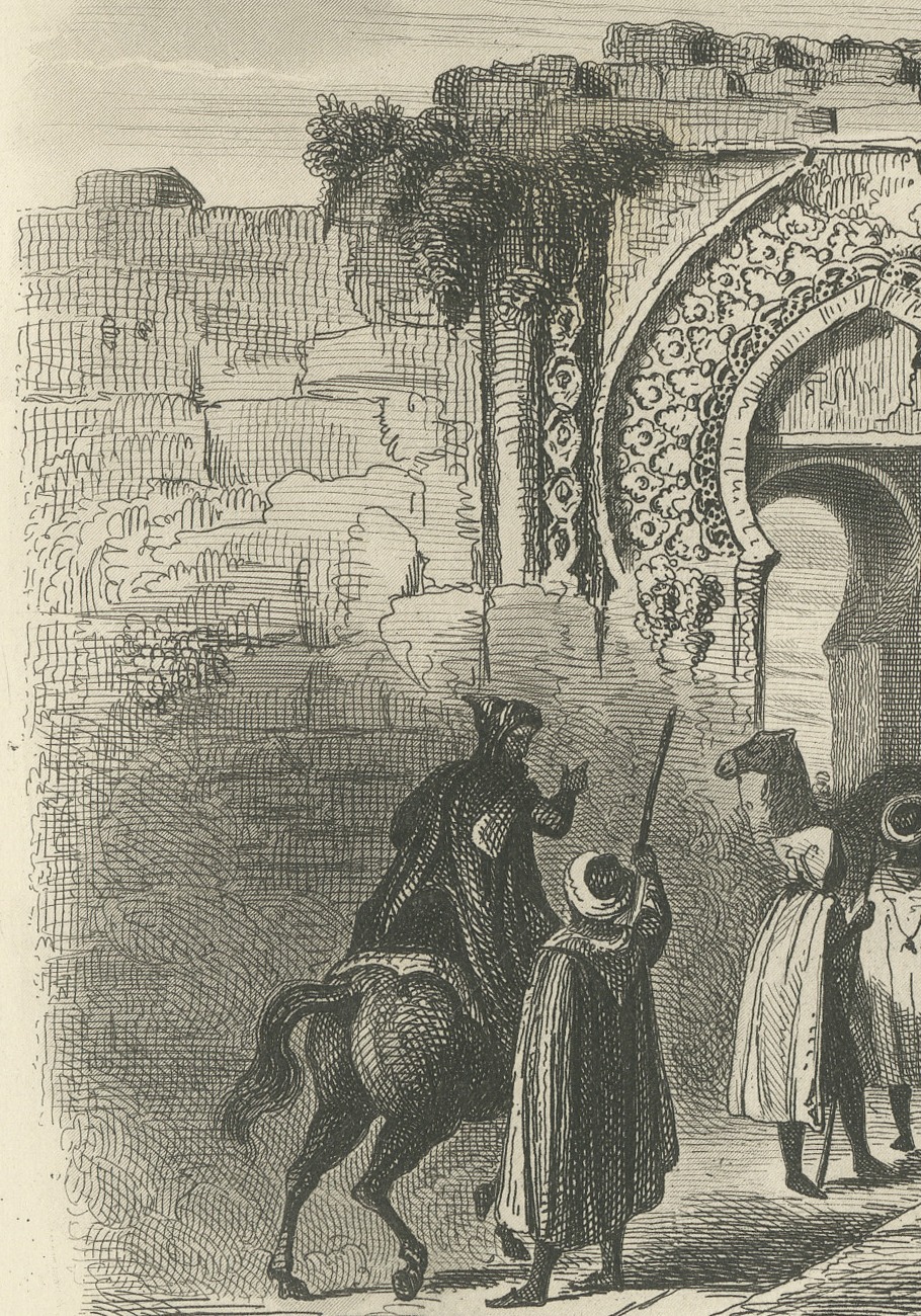 Ceuta from the Sea and Citadel Gate of Tangier, Morocco, Antique Print, 1859, view 5