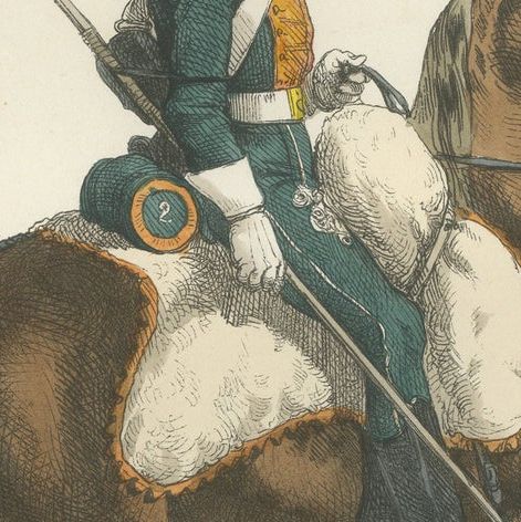 Chevau-Léger Français, Napoleonic Guard Cavalry Officer on Horseback, 1843, close-up 3