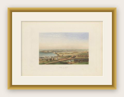 Antique Print of the Siege of Gaeta 'circa 1860', shown framed