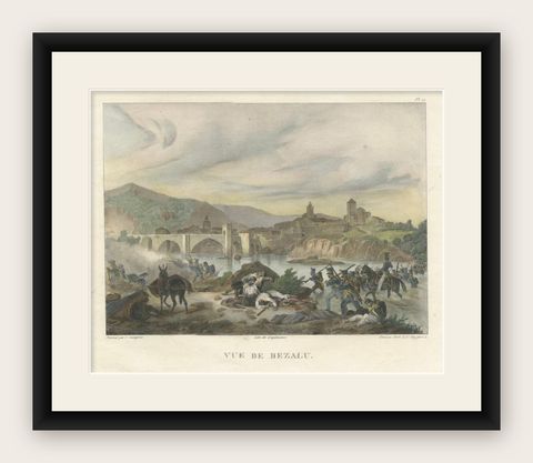 Battle of Besalú: French Troops in Action During the Napoleonic Wars, 1808, shown framed