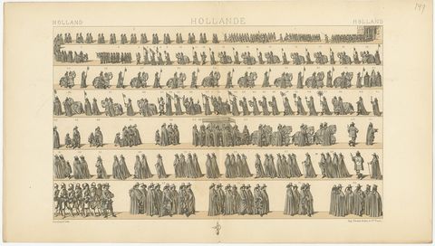 Pl. 149 Antique Print of Holland Military Parade by Racinet, 'circa 1880', view 2