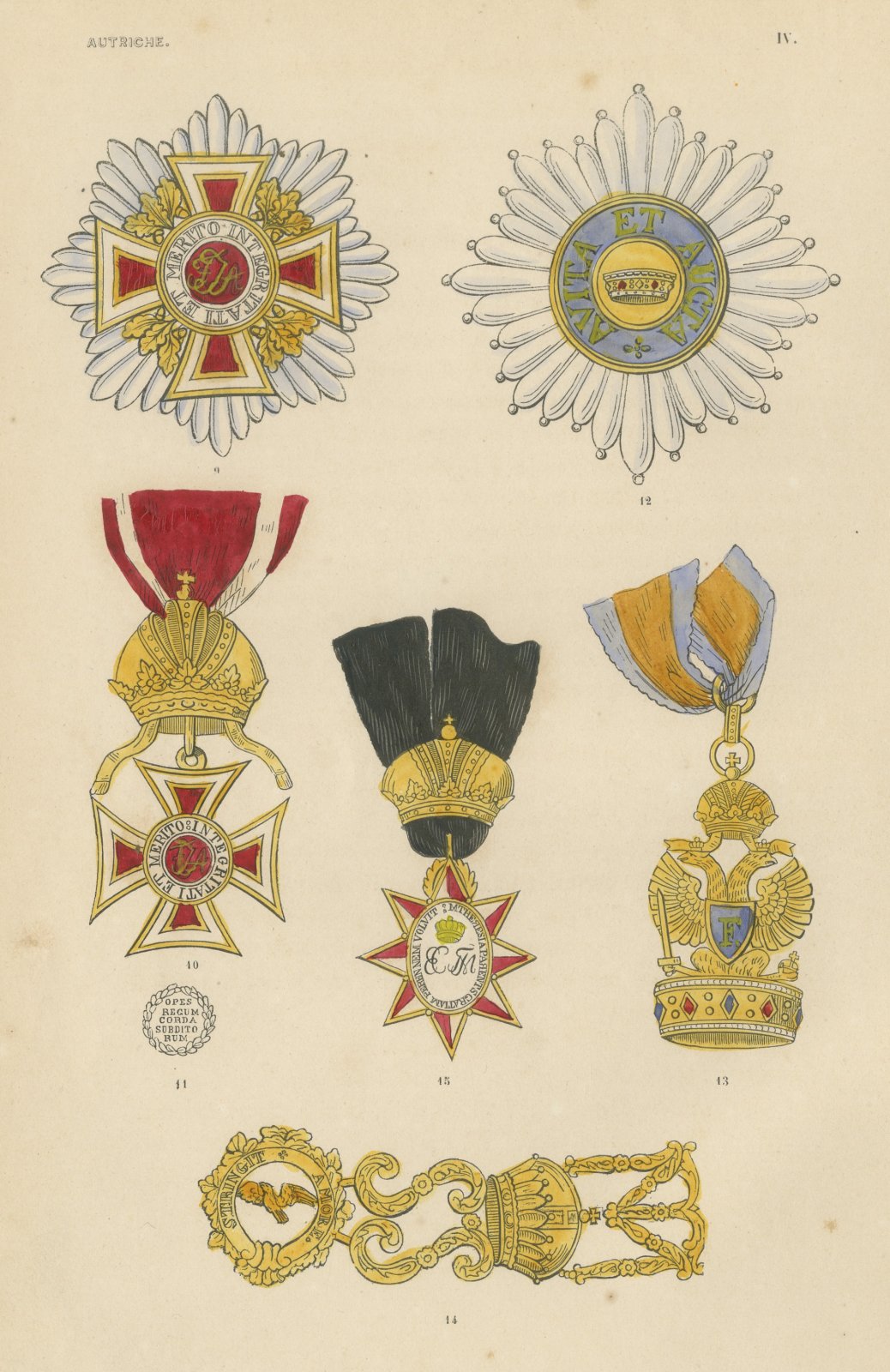Orders of Austria, Leopold and Iron Crown, Plate IV, Wood Engraving, 1844