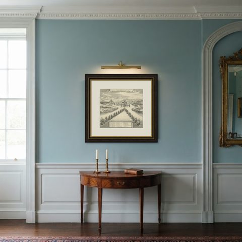 Copper Engraving by Merian of The Battle Fleet off Constantinople, 1646, shown framed in a room