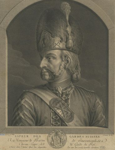 Copper Engraving of a Sapper of the Swiss Guards at the Vatican, 1779, close-up 2