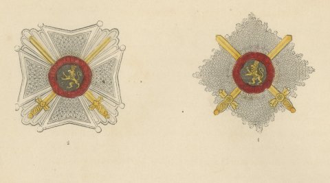 Orders of Belgium, Order of Leopold Stars, Badges and Collar, Plate XIV, 1844, close-up 1
