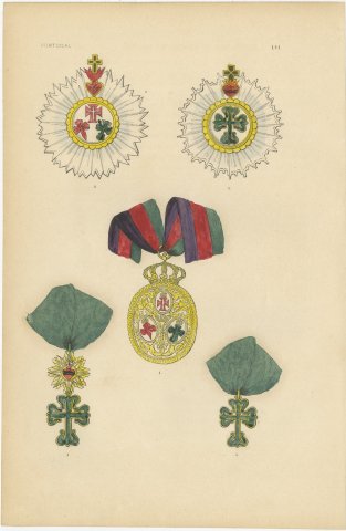 Orders of Portugal, Badge of the Three Military Orders, Plate LVI, 1844, view 2