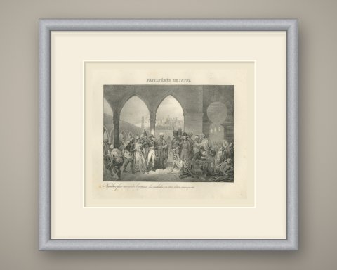 Plague Victims of Jaffa, Napoleon and the Sick, Antique Madou Lithograph, 1827, shown framed