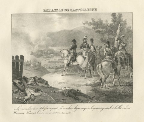Battle of Castiglione, Bonaparte and His Staff, Antique Madou Lithograph, 1827