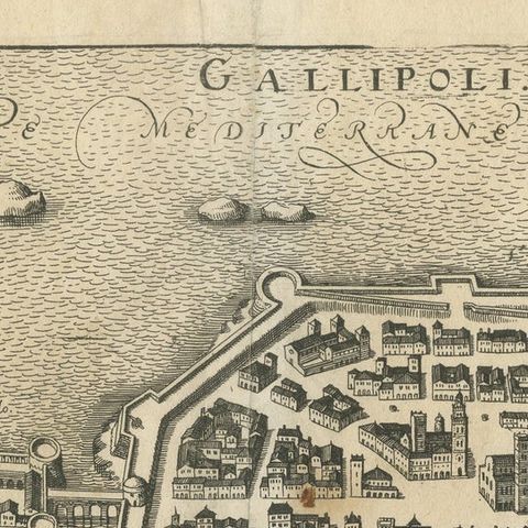 Bird’s-Eye View Map of Gallipoli: Fortified Ionian Gem by Mattheus Merian, 1688, close-up 3