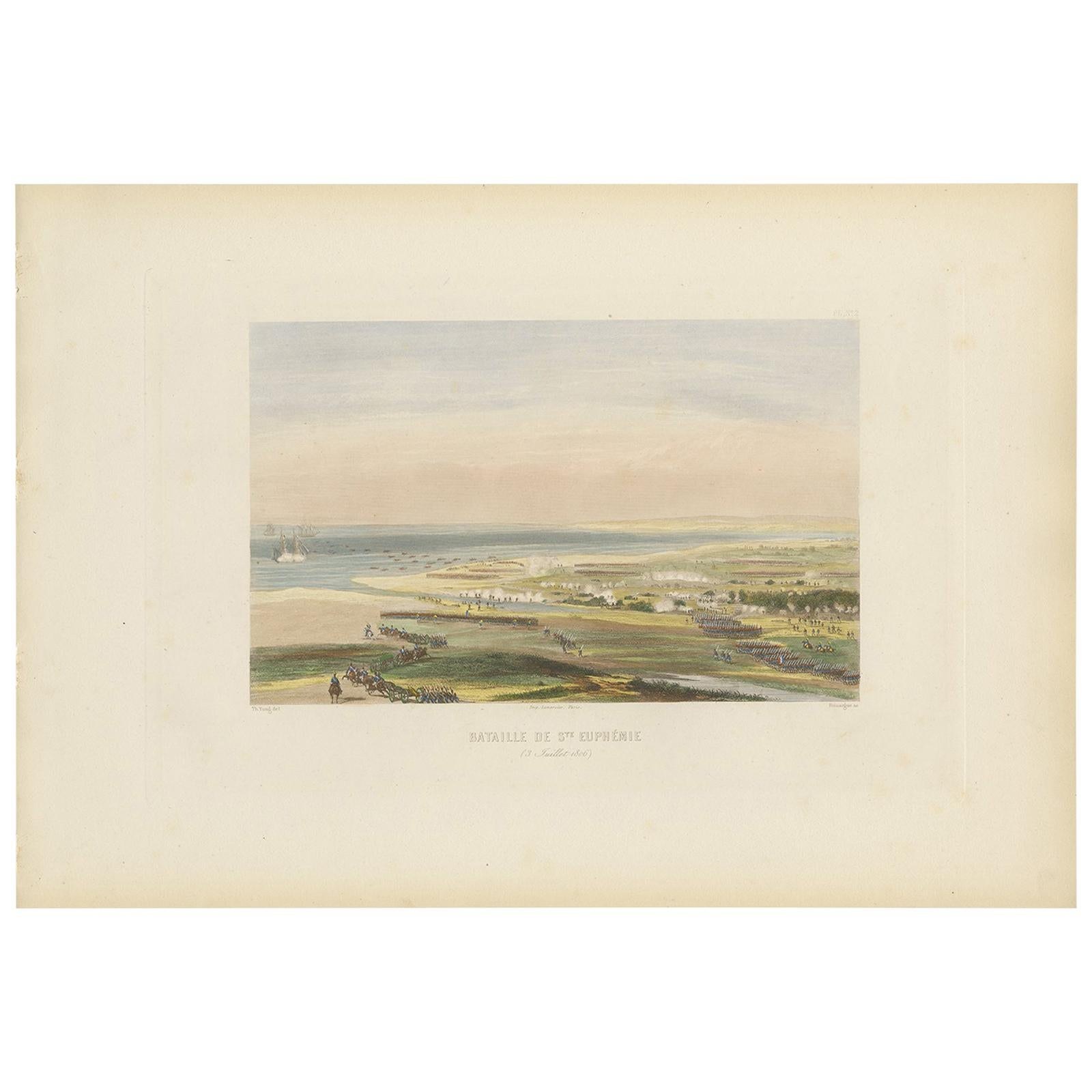 Antique Print of the Battle of Maida, 'circa 1860'