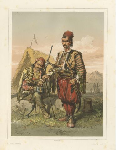 Antique Chromolithographed Print of Croatian Guards, ca.1860, view 3