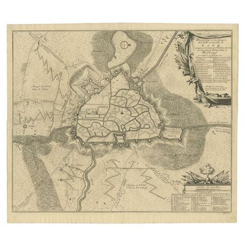 Antique Map of the Siege of Gent by Dumont, 1729