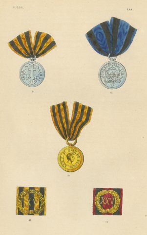 Russian Medals, Alexander I Medal and Service Bars, Plate LXX, 1844