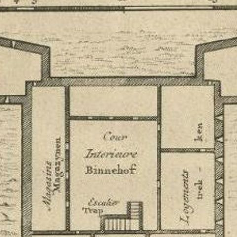 Antique Print of Fort Metal Cross or Dixcove, Ghana, close-up 2