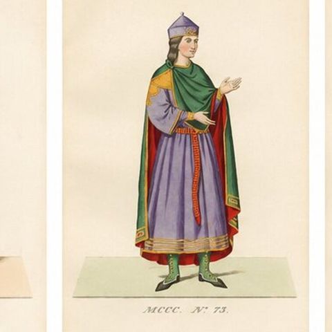 Medieval Knights, Clergy & Nobles, Set of 10 Costume Prints, 1845, close-up 1