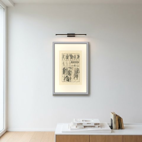 Barbarian Warriors of the Antonine Column, Helmets and Gems, 1722, shown framed on a wall