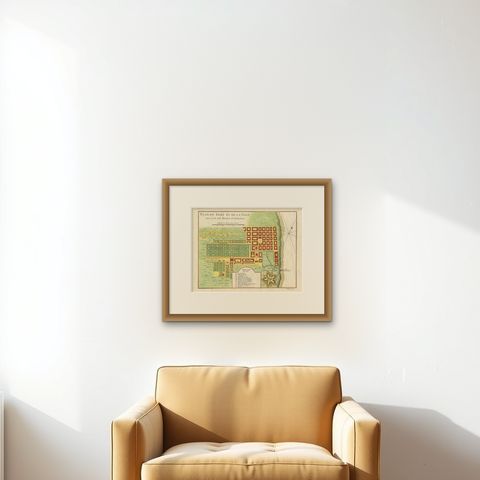 Cape of Good Hope, Fort and City Plan, French Colonial Map, c.1765, shown framed on a wall