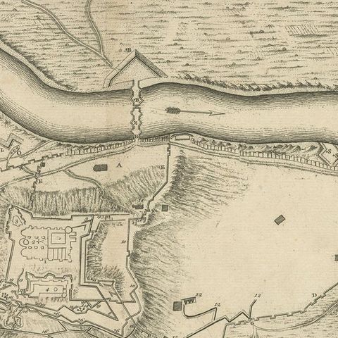 Antique Plan of the Fortifications of Lleida, Spain, close-up 1