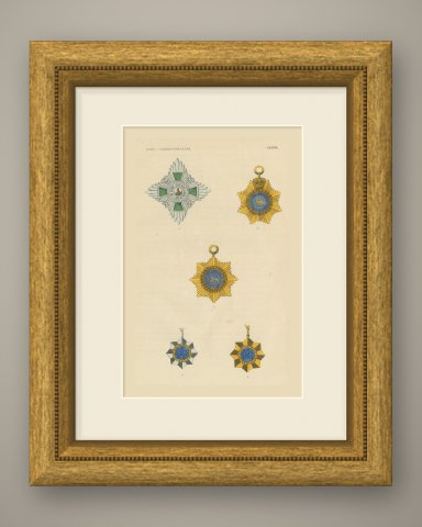Baden and Great Britain, Order of British India, Plate LXXXIX, 1844, shown framed
