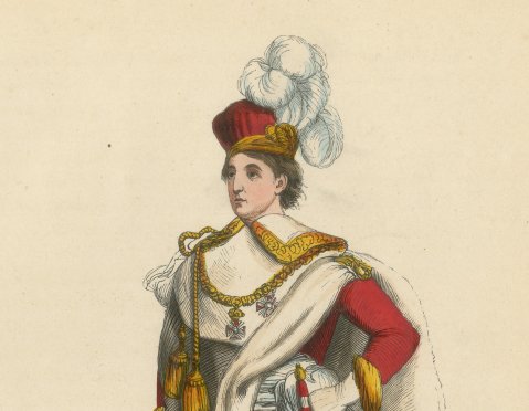 Grand Cross of Leopold of Austria, Hand Colored Wood Engraving, 1844, close-up 1
