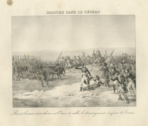March in the Desert, Egypt, an Ocean of Sand, Antique Madou Lithograph, 1827