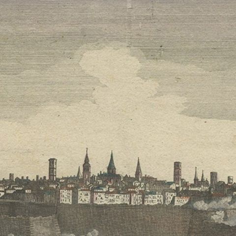 Optical View Depicting the Siege of Barcelona, Spain, ca.1765, close-up 1