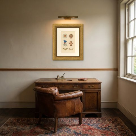 Orders of Denmark, Order of the Elephant and Dannebrog, Plate XIX, 1844, shown framed in a room