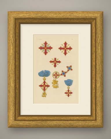 Orders of Parma, Constantinian Order of Saint George, Plate LI, 1844, shown framed