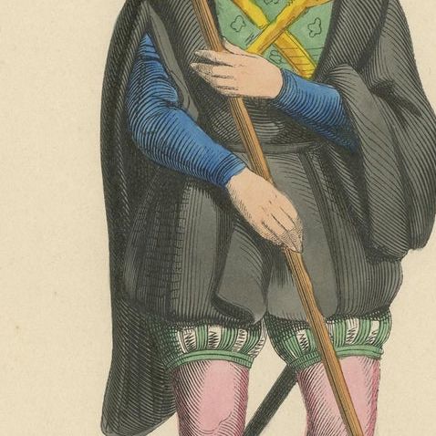Guardian of the Realm: A Halberdier of Charles the Bold, Lithograph of 1847, close-up 3