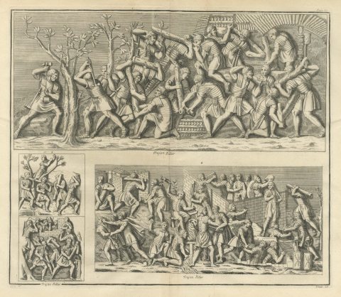Roman Soldiers Felling Trees and Building Ramparts, Trajan's Column, 1722