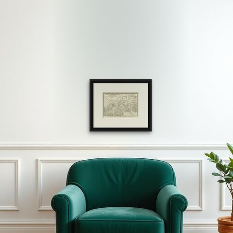 Battle of Plataea Ancient Greece Military Map by Ambroise Tardieu, 1825, shown framed on a wall
