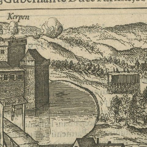 Siege of Kerpen under Duke of Parma, Original Engraving from Baudartius, 1616, close-up 3