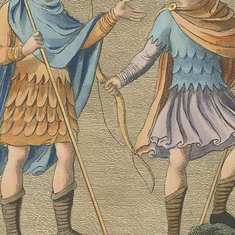 Antique Print of English Military Costumes of the 10th Century by Strutt, 1862, close-up 2