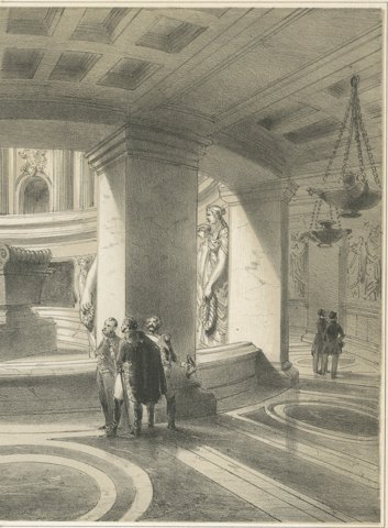 Tomb of Napoleon, Les Invalides, Paris, Antique Lithograph, circa 1861, close-up 2