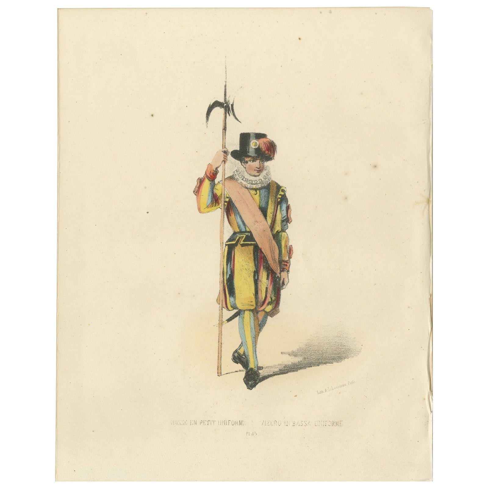 Swiss Guard in Petite Uniform: Handcolored Print, Plate 43, 1862