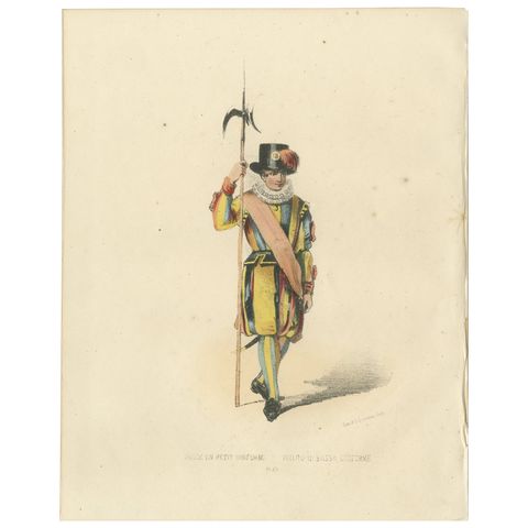 Swiss Guard in Petite Uniform: Handcolored Print, Plate 43, 1862