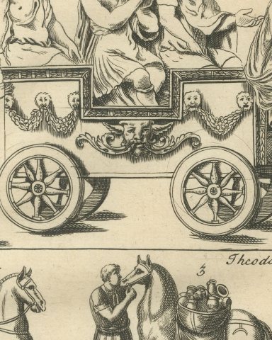 Pack Horses, Camels and a Carriage from the Theodosian Pillar, 1722, close-up 1