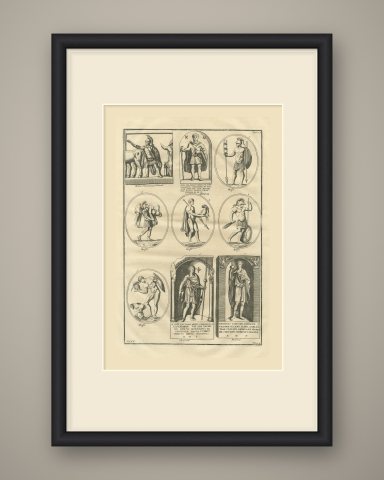 Roman Soldiers on Engraved Gems and Inscribed Tombstones, Montfaucon, 1722, shown framed
