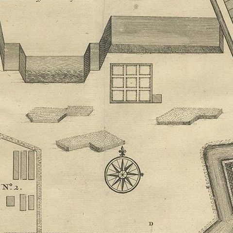 Antique Print of Cranganore Fort, India by Valentijn, 1726, close-up 2