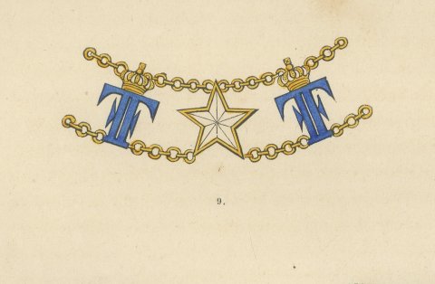 Sweden, Orders of the Polar Star and of Vasa, Plate LXXX, Wood Engraving, 1844, close-up 2