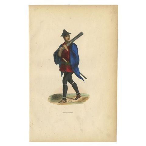 Antique Print of a Japanese Soldier, 1843