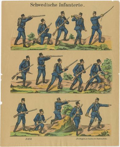 Antique Print of Swedish Infantry, Rifle Drill & Combat Movements, c.1860–1870, view 2